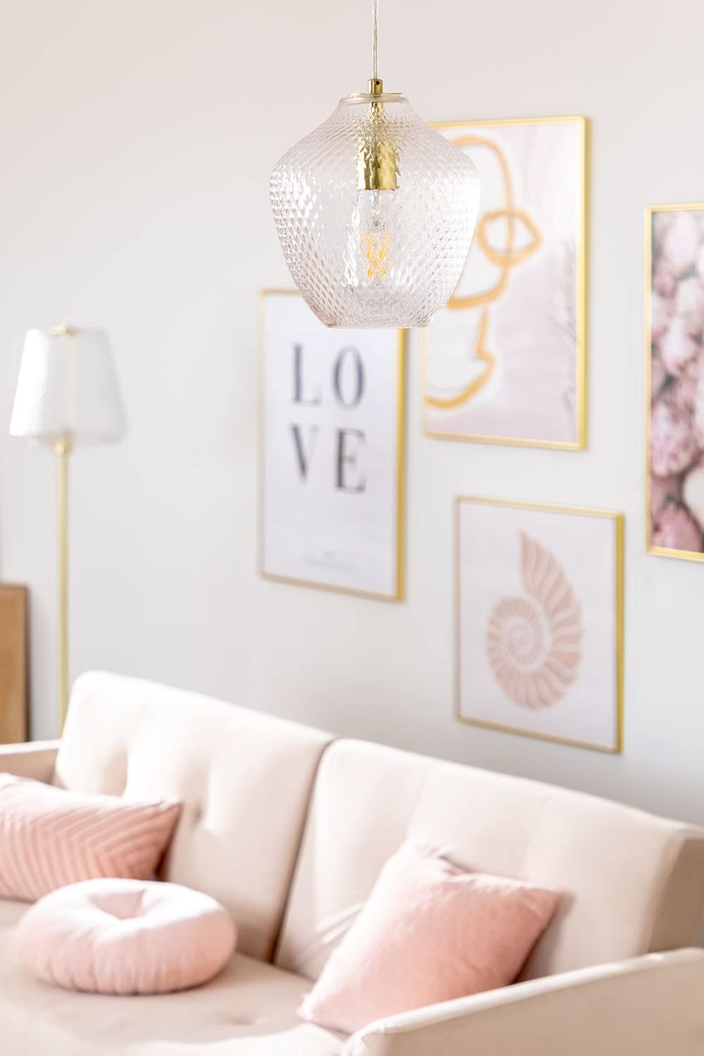 Sklum Taylor lampada da soffitto ferro vetro dorato