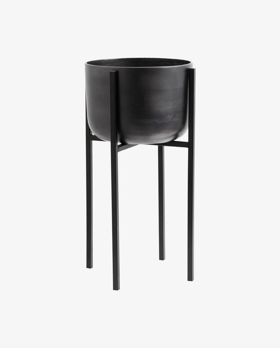Bambua portavaso con supporto medio nero ossidato ferro