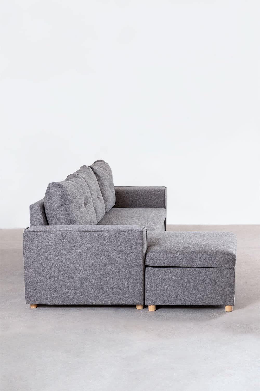 Sklum Calvin Divano Letto Chaise Longue 3 Posti Grigio Scuro