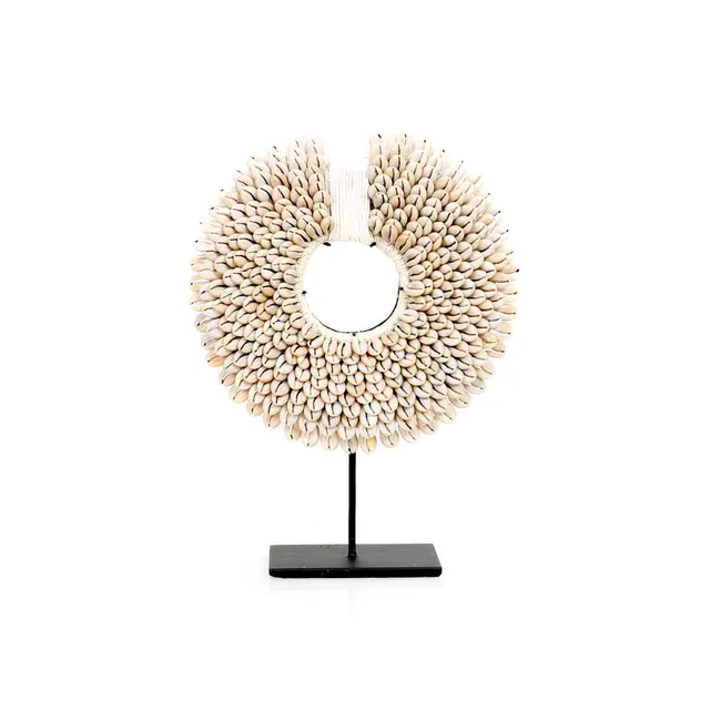 Bambua Papua Shell Disc on Stand decorazione bianca S