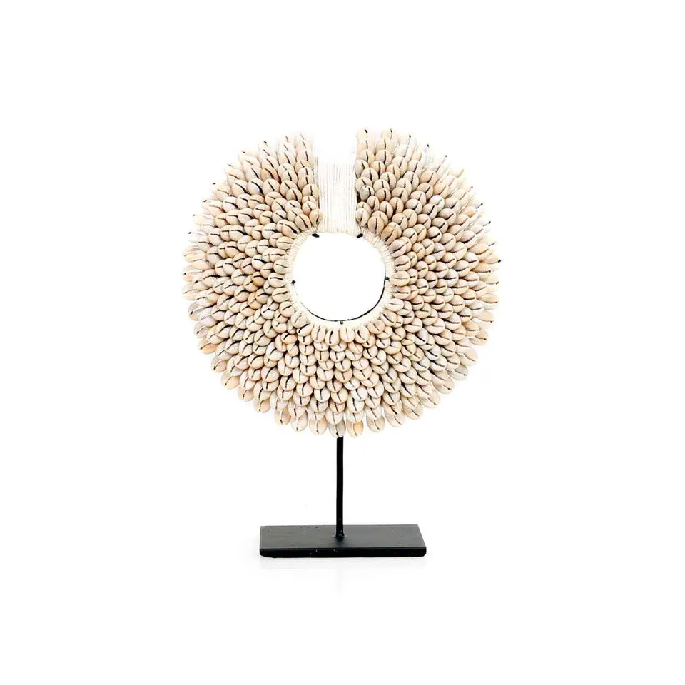 Bambua Papua Shell Disc on Stand decorazione bianca S
