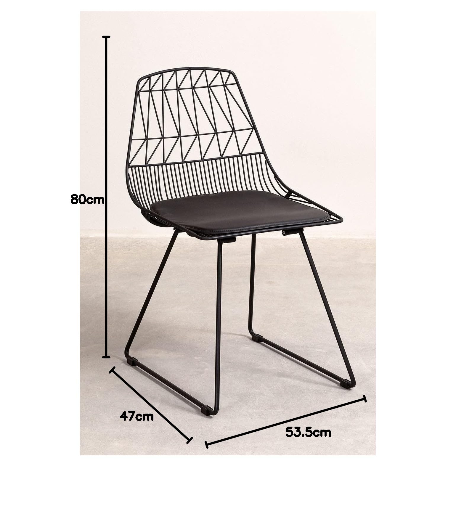 Sklum Joahn Nero 47 cm Sedia Industriale in Acciaio