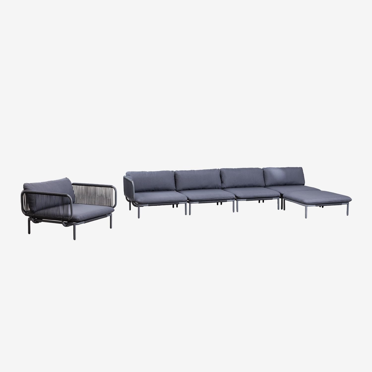 Sklum Roubly Style divano angolare giardino 4 pezzi antracite