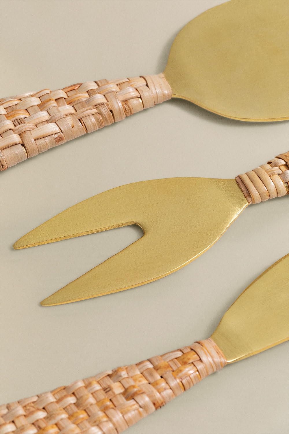 Sklum Bardi set 3 posate formaggio dorate rattan