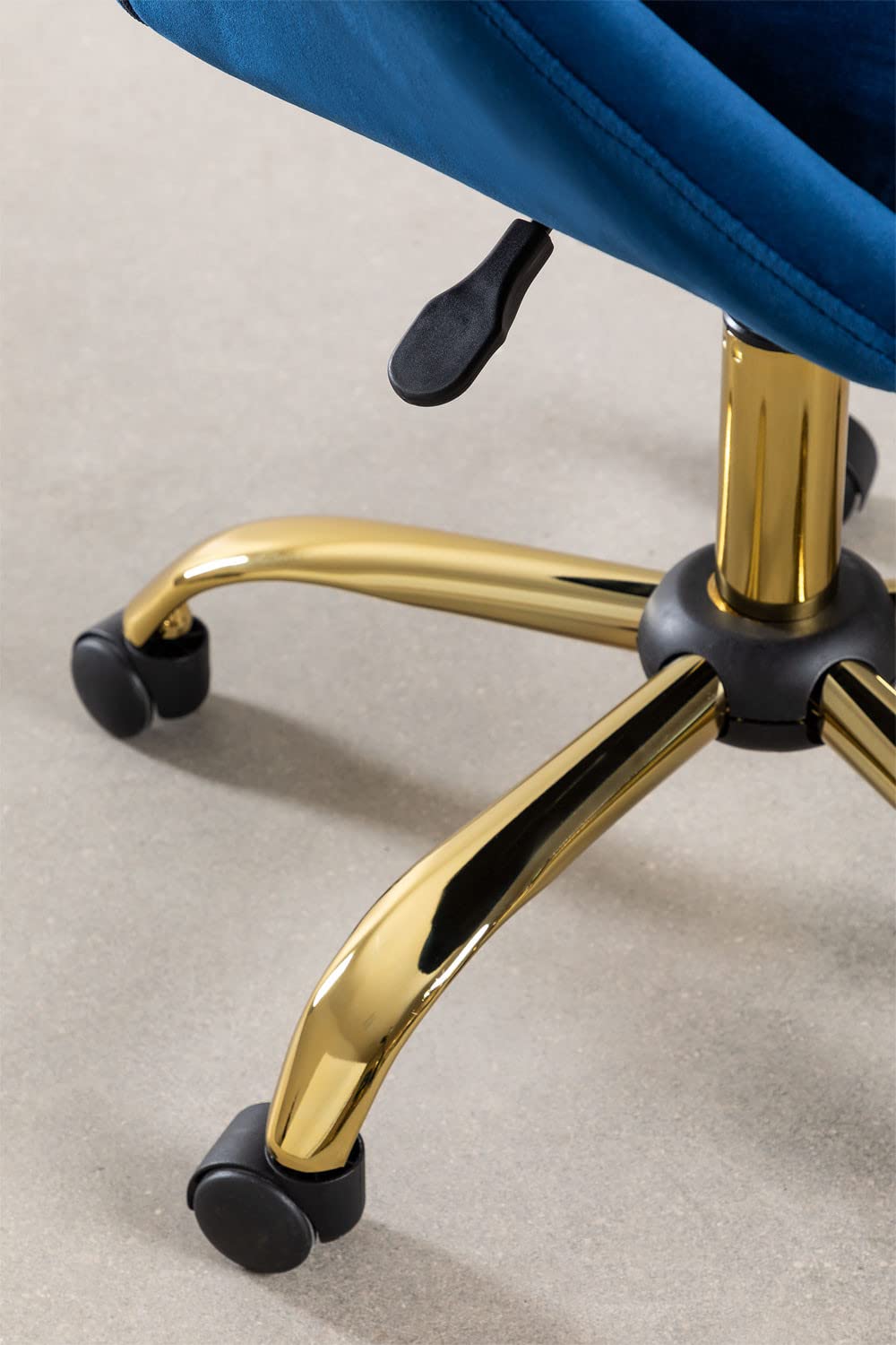 Sklum Vilett Sedia da Ufficio in Velluto Blu con Ruote