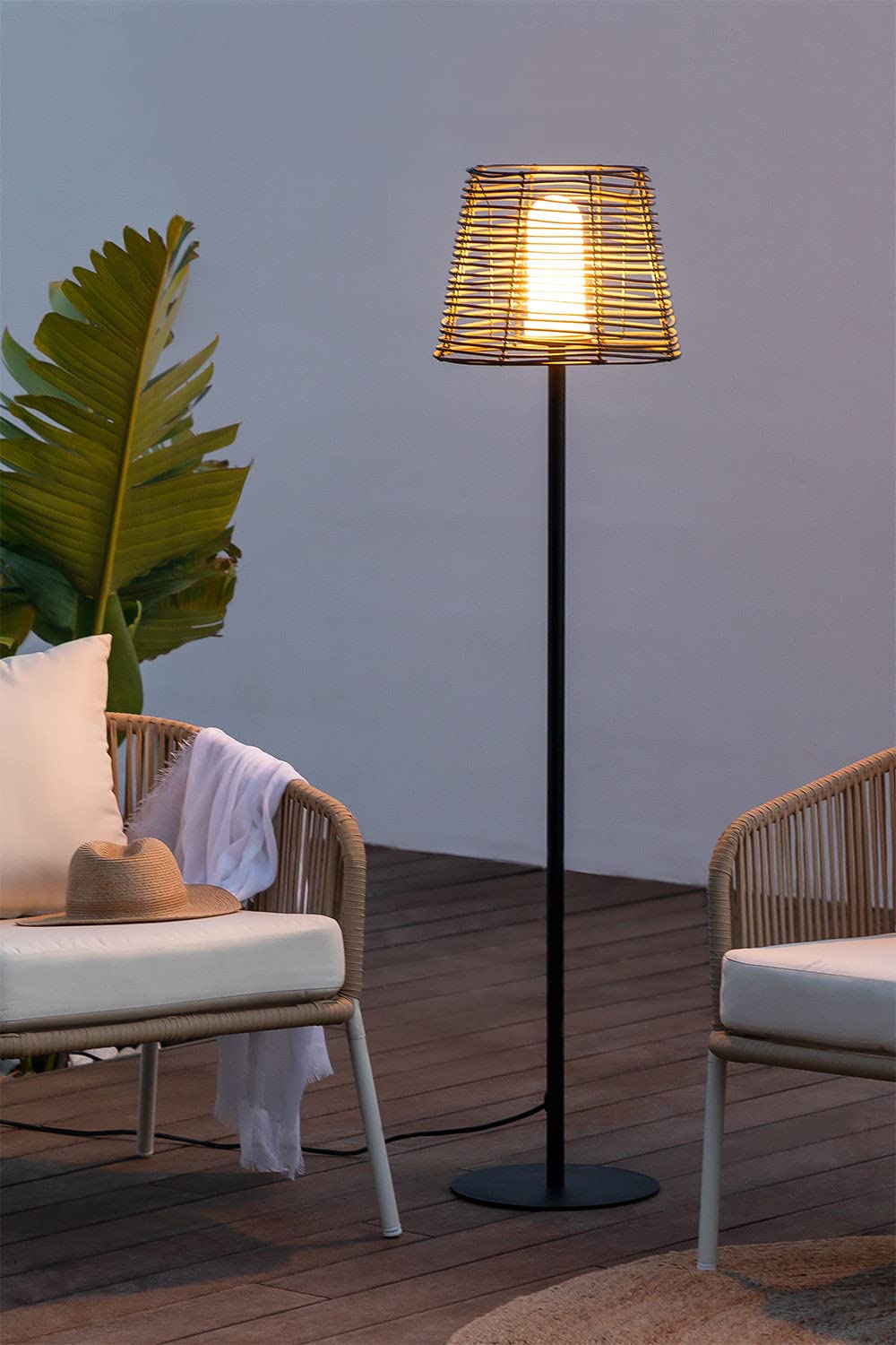 Sklum Bissel Lampada da Terra Esterno Effetto Legno
