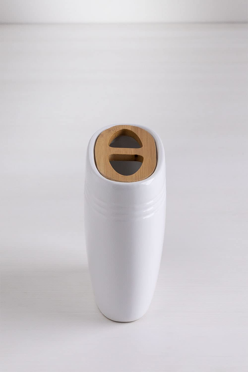 Sklum Perkyn organizer spazzolini ceramica bambù bianco