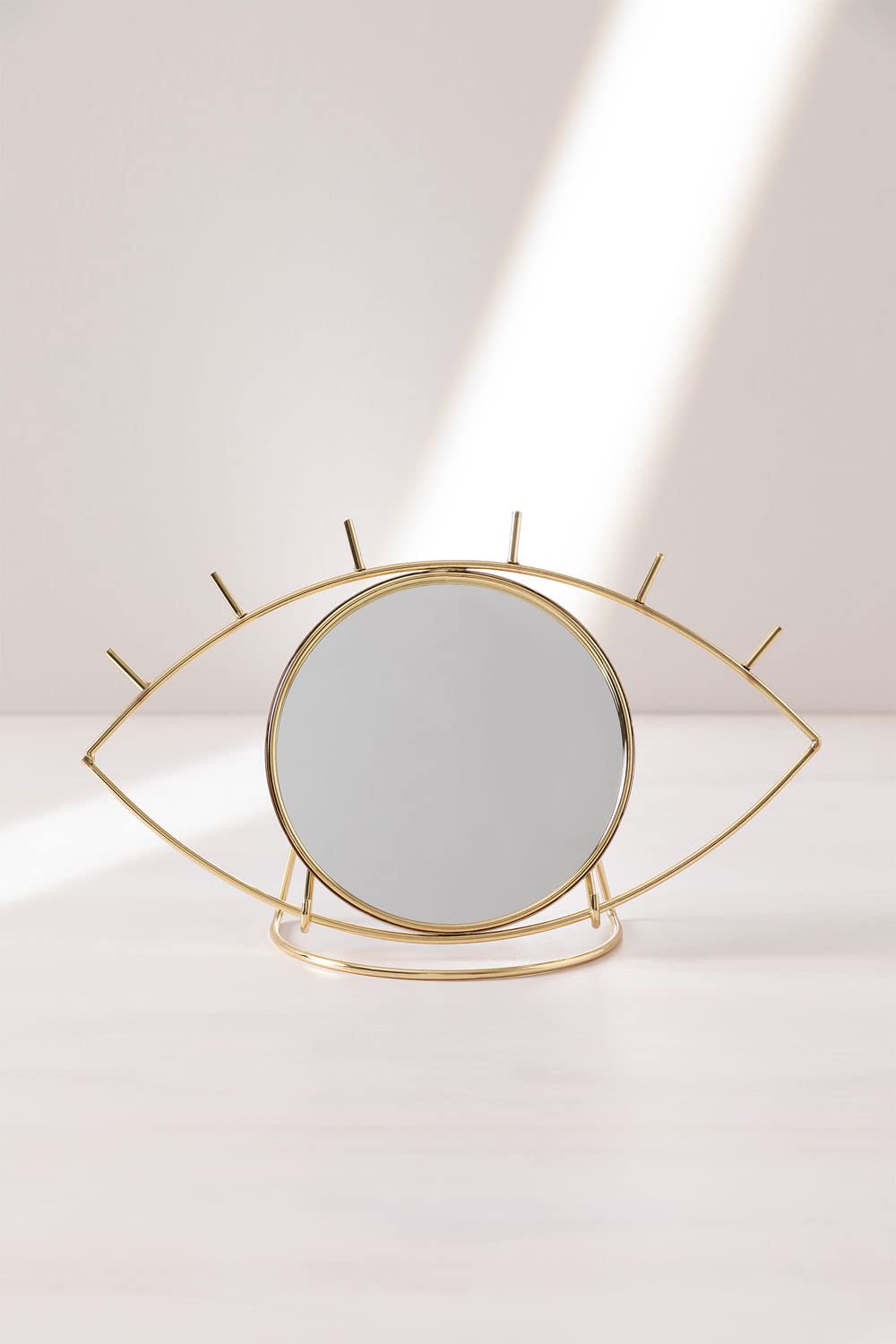 Sklum Lubin specchio da tavolo metallo dorato 30 cm rotondo