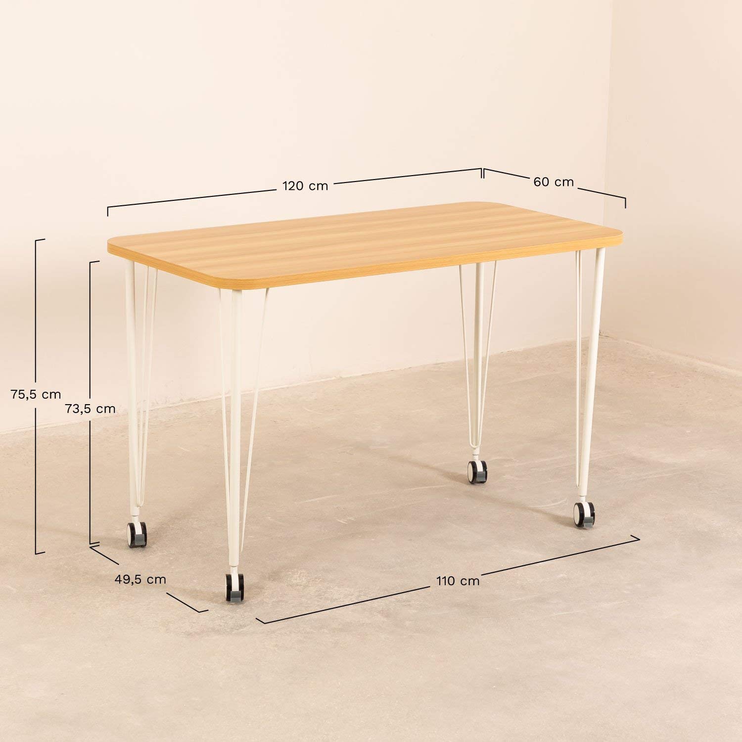 Sklum Nâpe Scrivania con Ruote Nero 120 cm