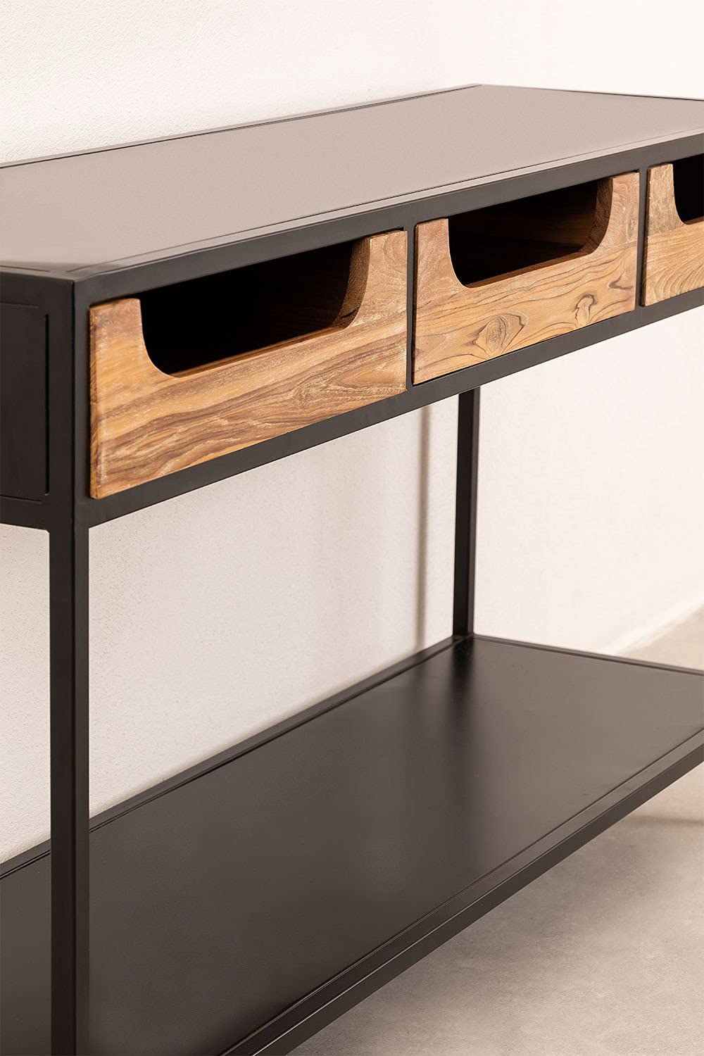 Sklum Emberg consolle legno mango 140 cm nero 3 cassetti