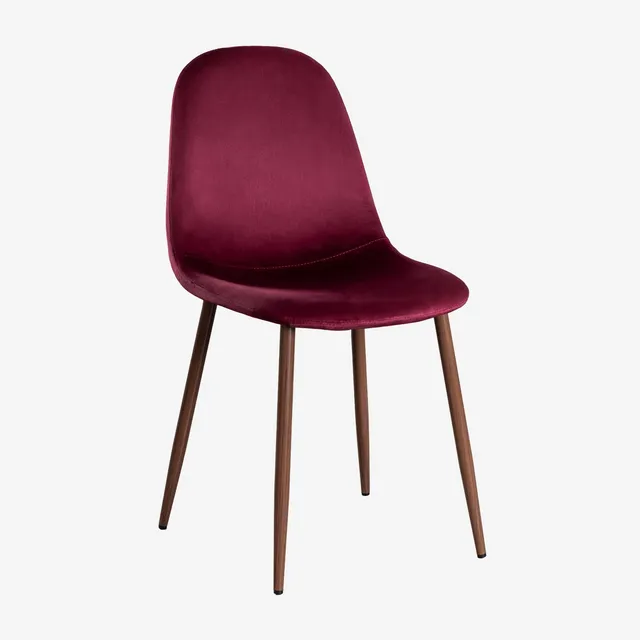 Sklum Glamm sedia velluto rosso bordeaux legno scuro