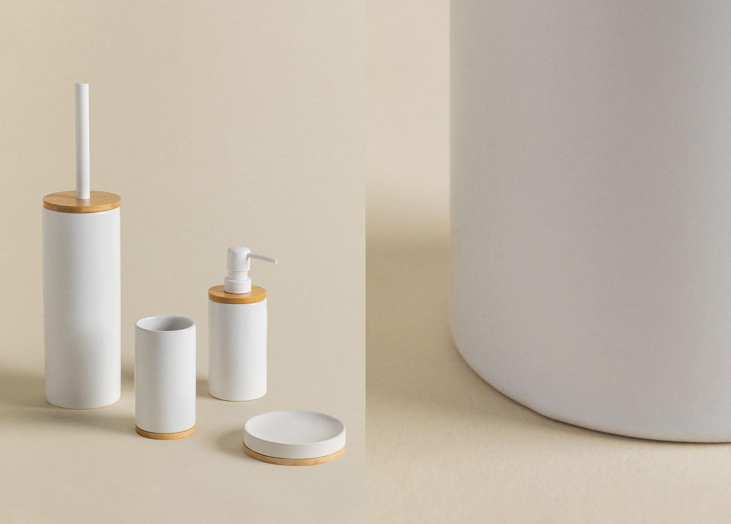 Sklum Elvan set bagno ceramica e bambù 4 pezzi