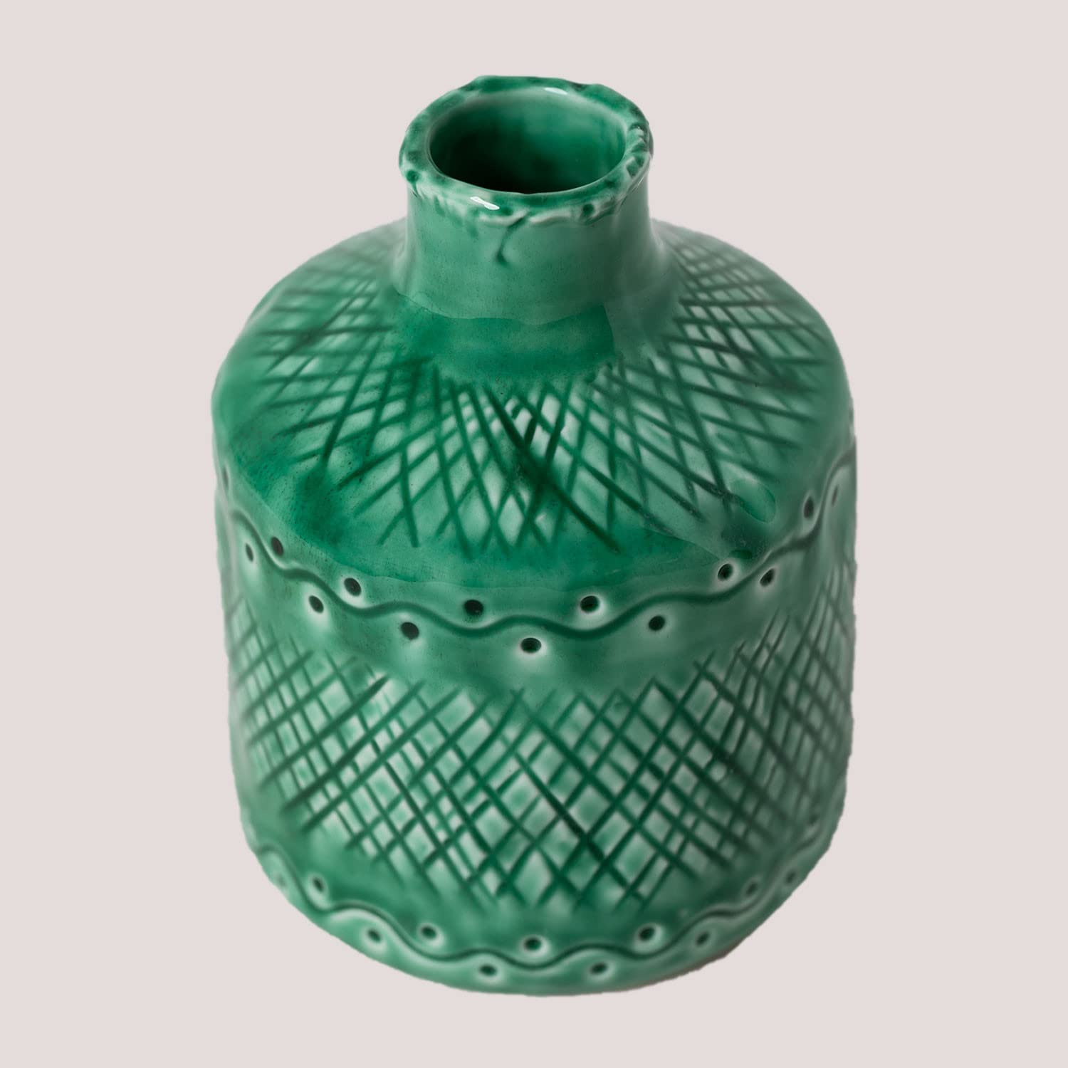 Sklum Ayon vaso decorativo ceramica verde smeraldo 16 cm