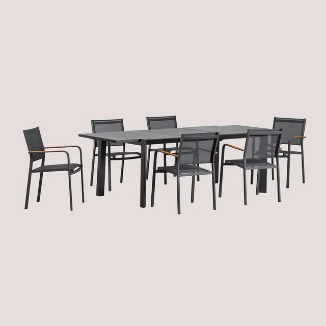 Sklum Starmi 180-240 set tavolo e 6 sedie giardino alluminio