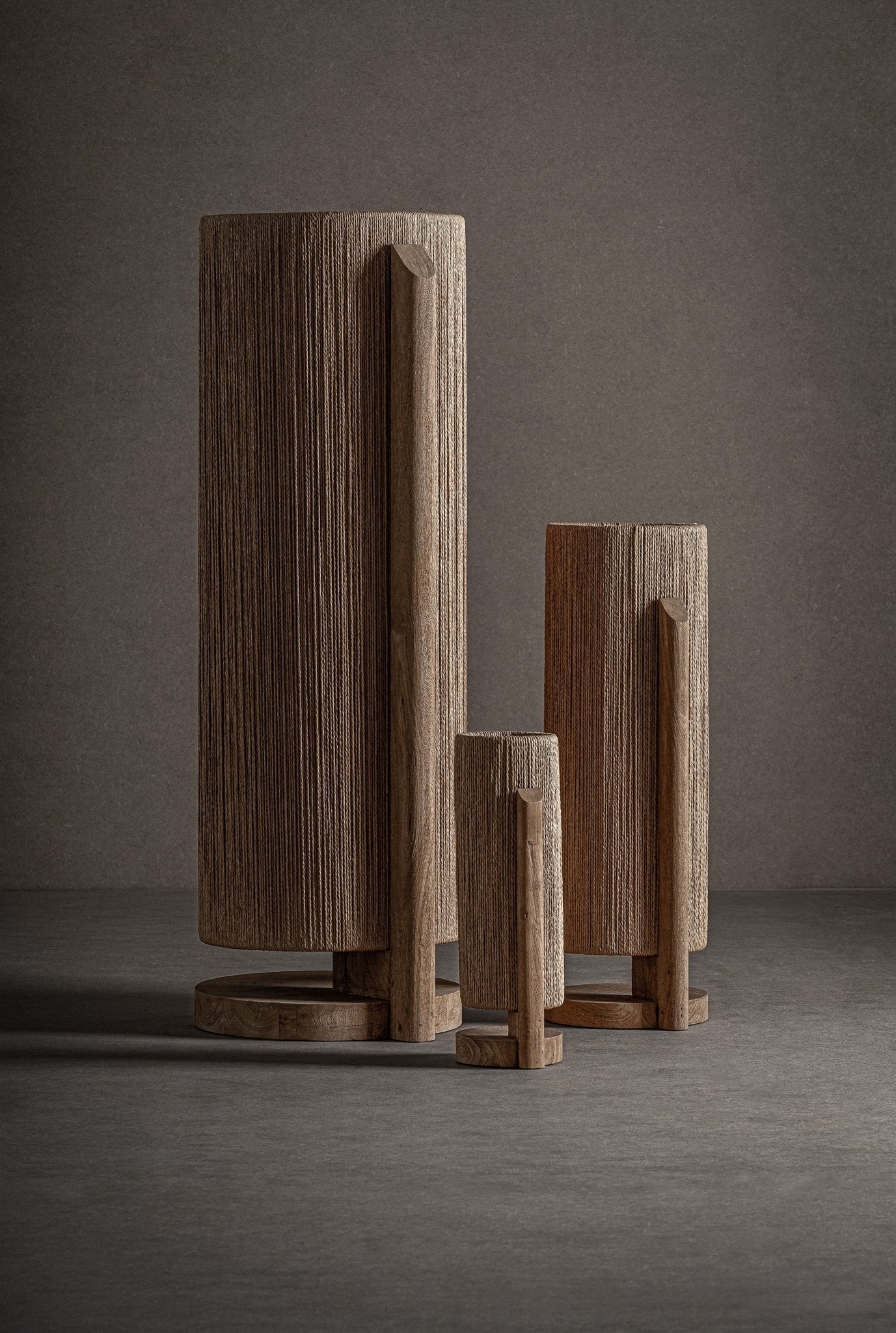 Bambua Jacquard Lampada da Tavolo in Legno e Rafia