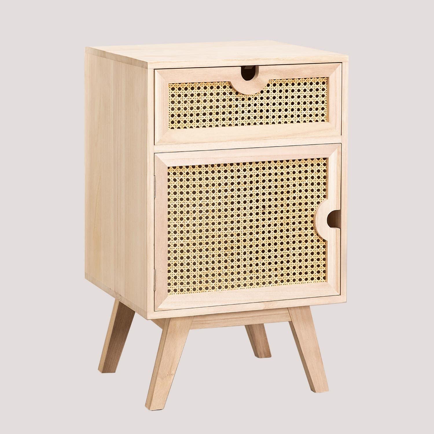 Sklum Ralik comodino legno naturale rattan 72,5 cm