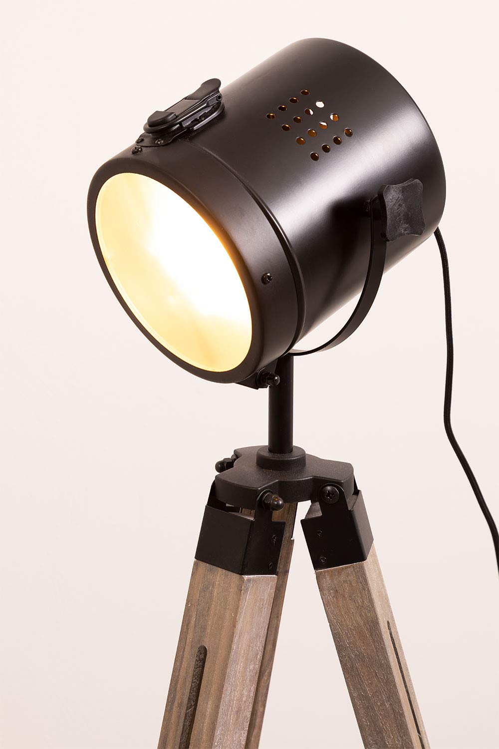 Sklum Zousc lampada da terra nero naturale in legno