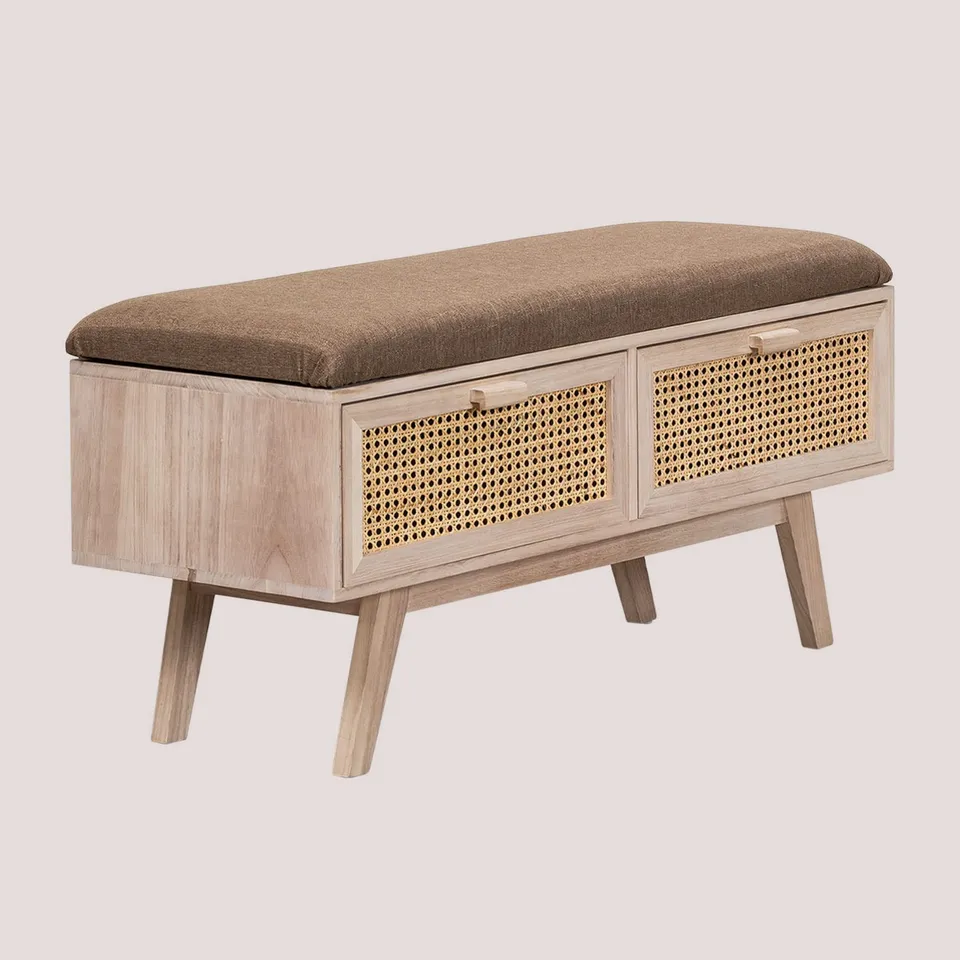 Sklum Ralik Panca Legno 2 Cassetti 101 cm con Cuscino