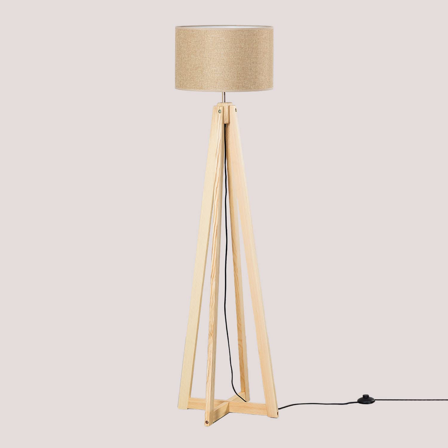 Sklum Bayah lampada da terra marrone in legno e tessuto