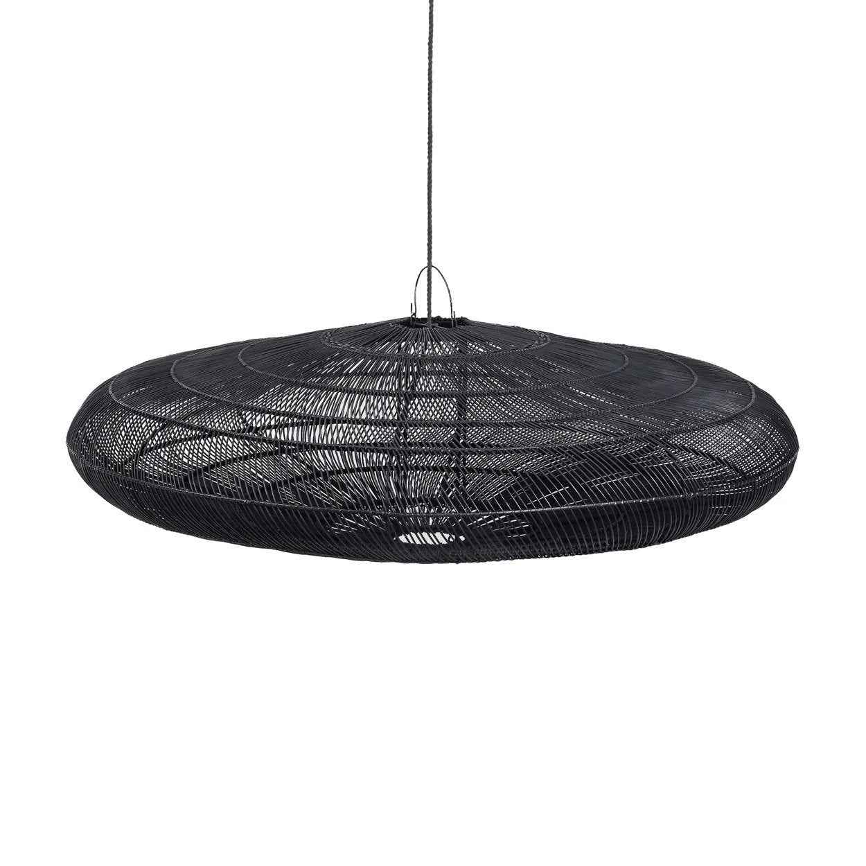 Bambua Macaron lampada a sospensione XL nera rattan