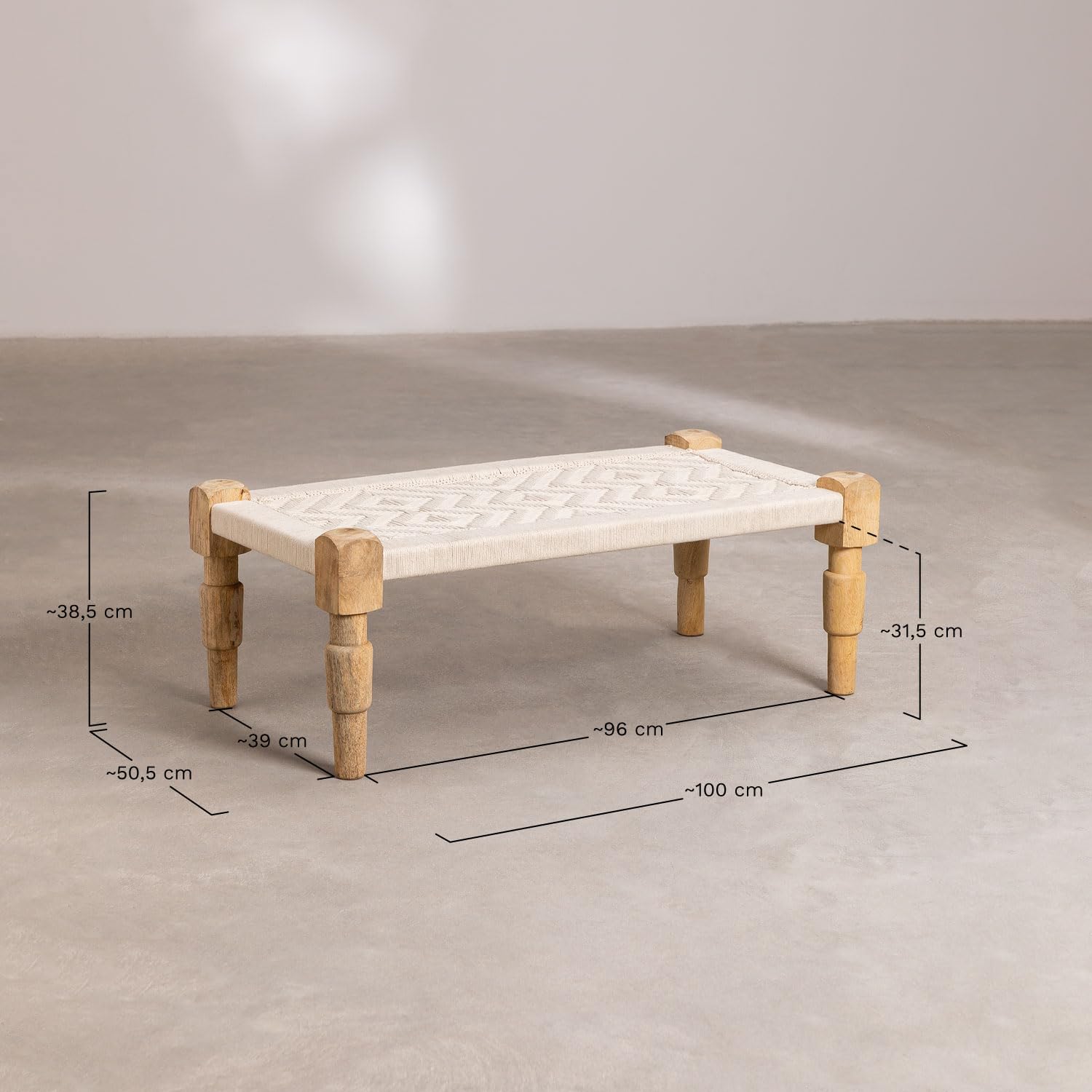 Sklum Kiron 100 cm tavolino macramè legno mango