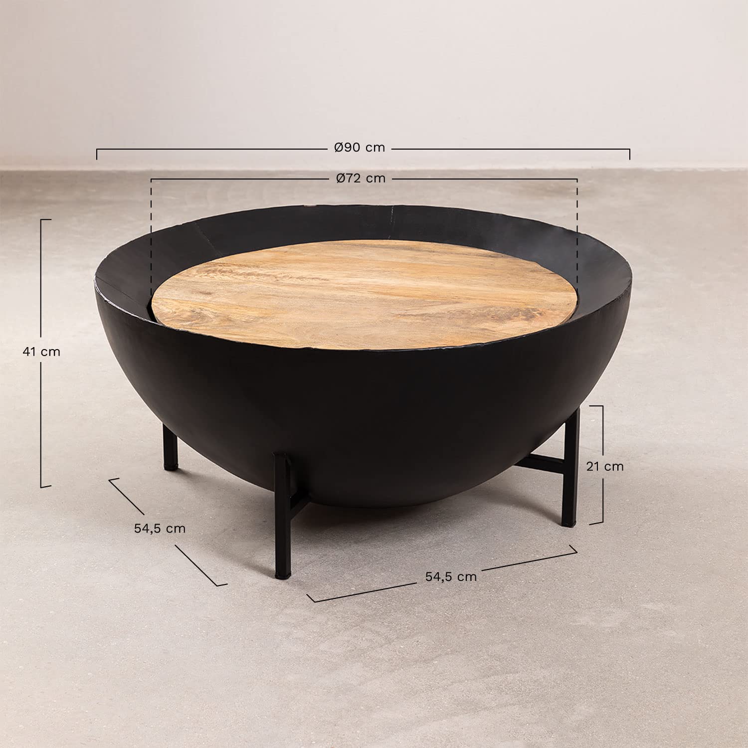 Sklum Curtis Tavolino Rotondo Ø90 cm in Mango Nero