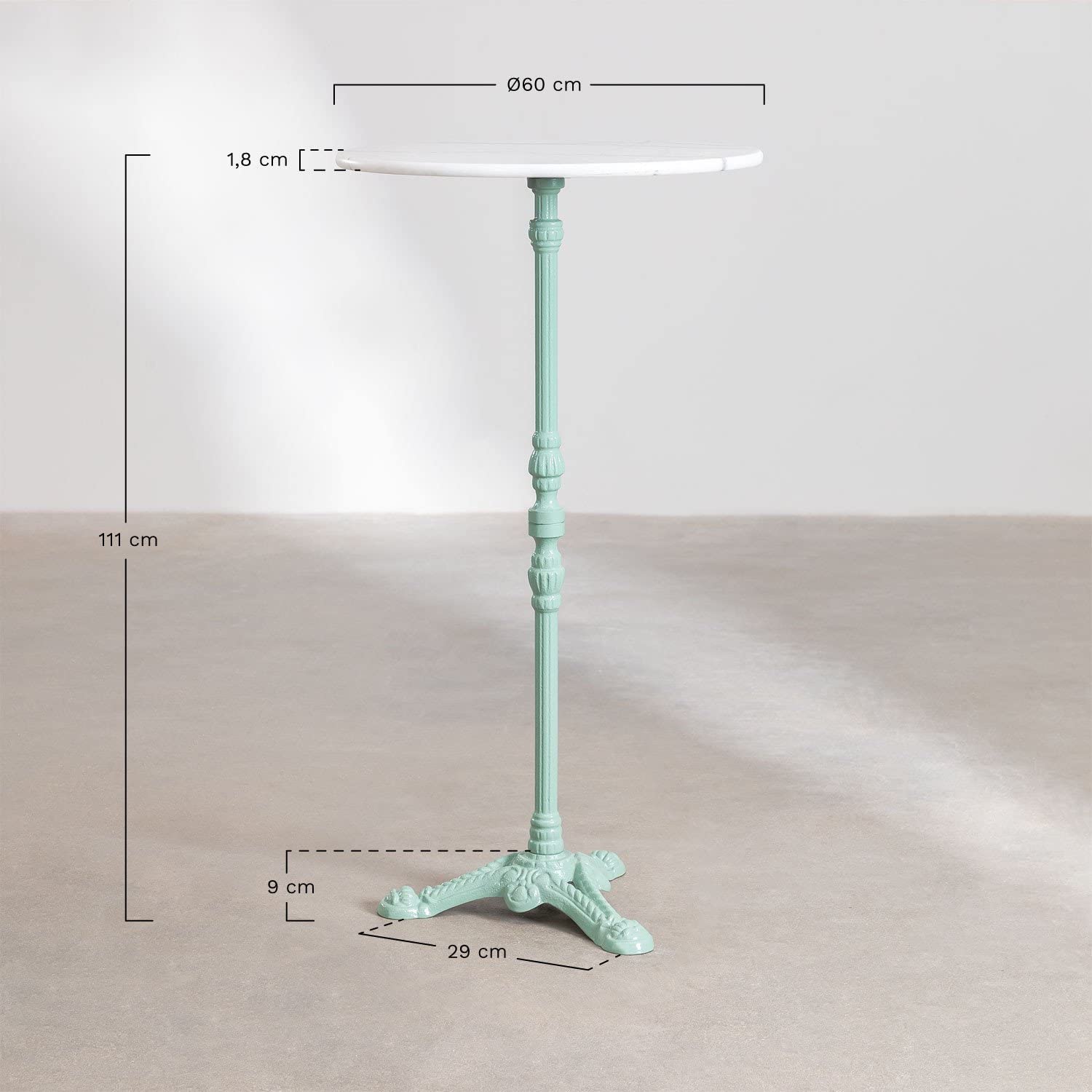 Sklum Moka tavolo bar alto tondo Ø60 grigio marmo