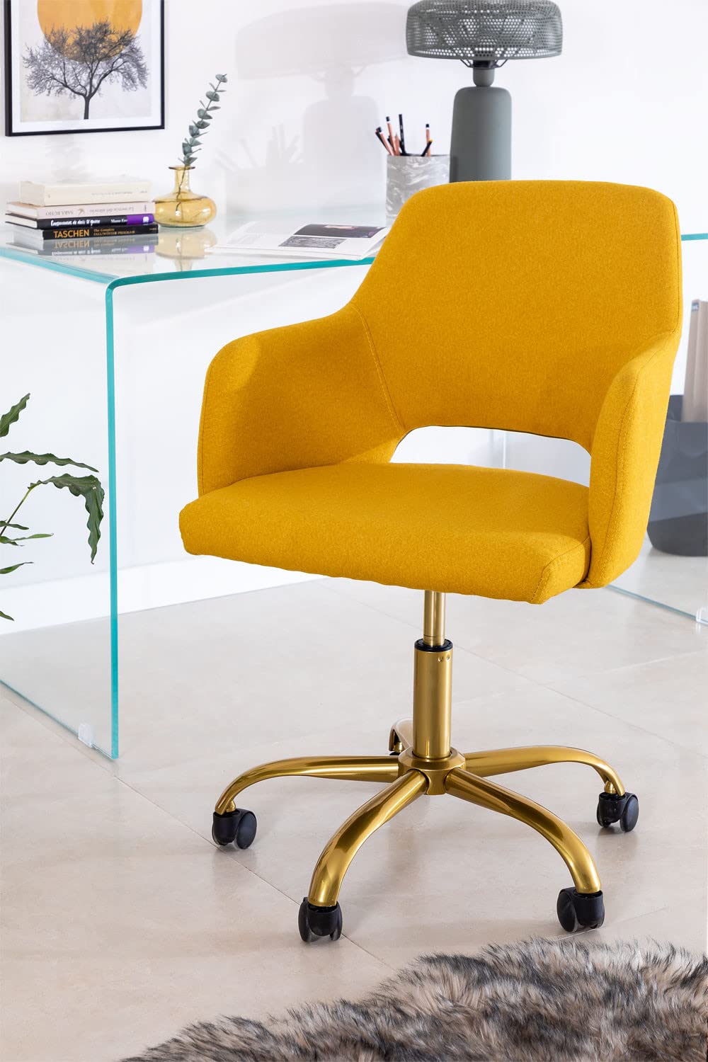 Sklum Egnan sedia da scrivania con rotelle base oro