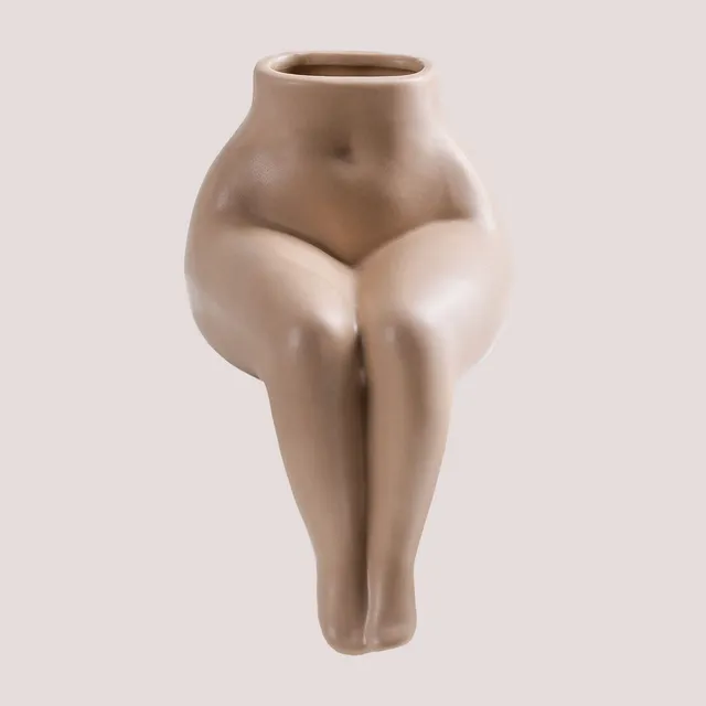 Sklum Irenka Vaso in Ceramica Marrone Nocciola Decorativo