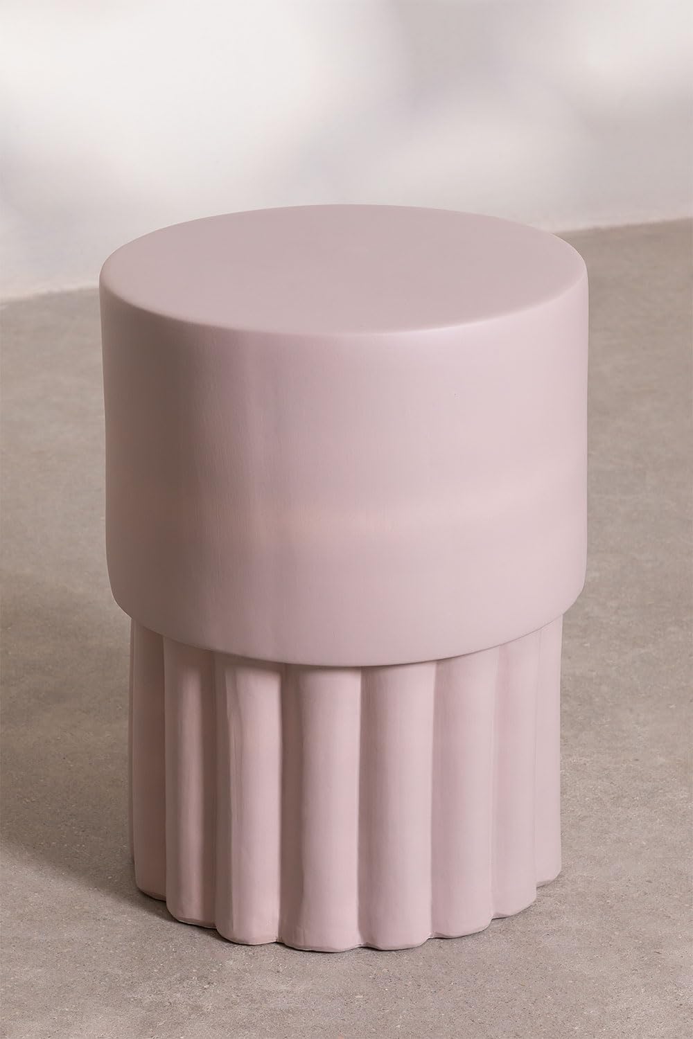 Sklum Luba Tavolino Rotondo in Ceramica Rosa Nocciola Ø33,5