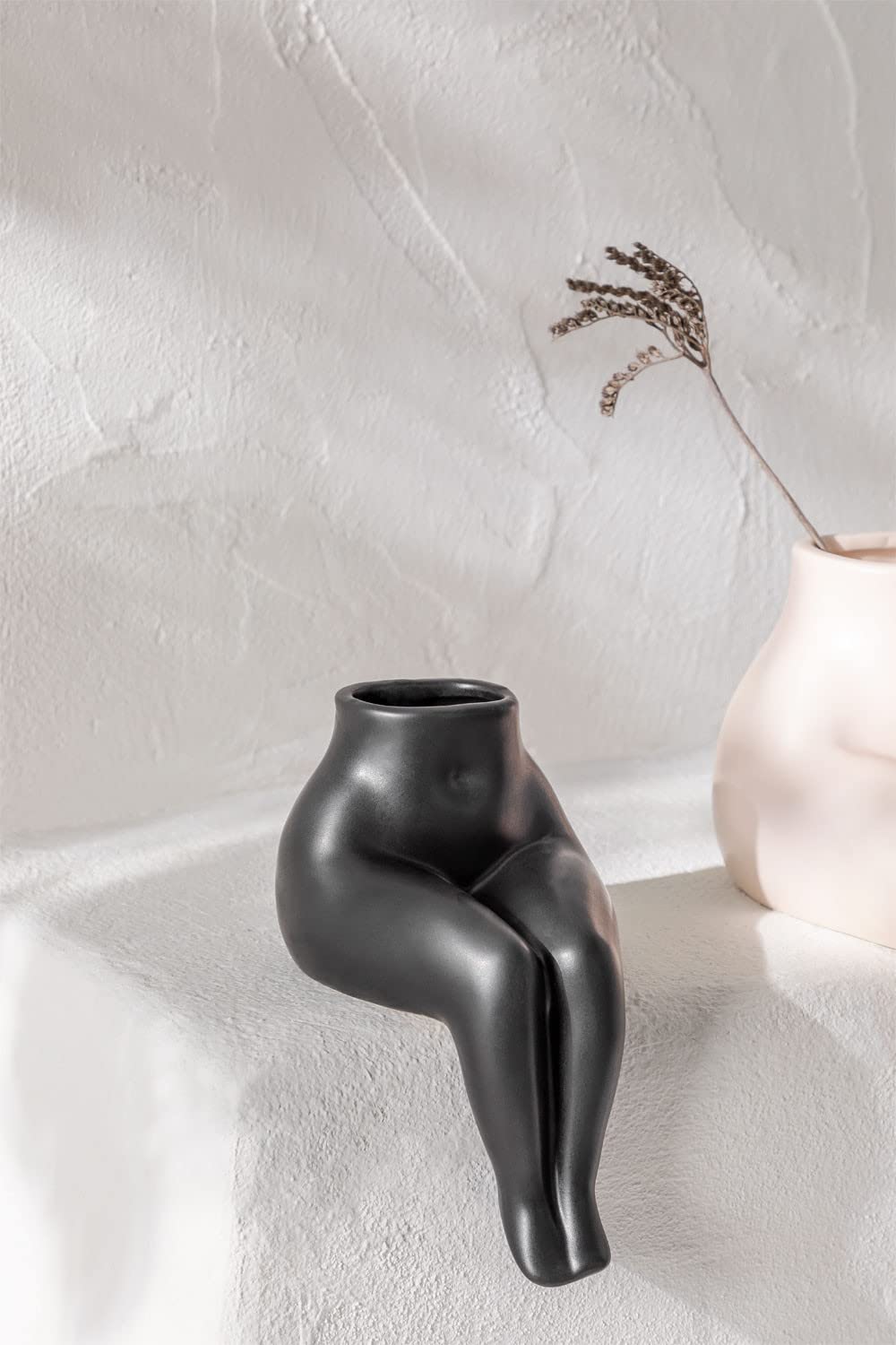 Sklum Irenka Vaso in Ceramica Nero Decorativo
