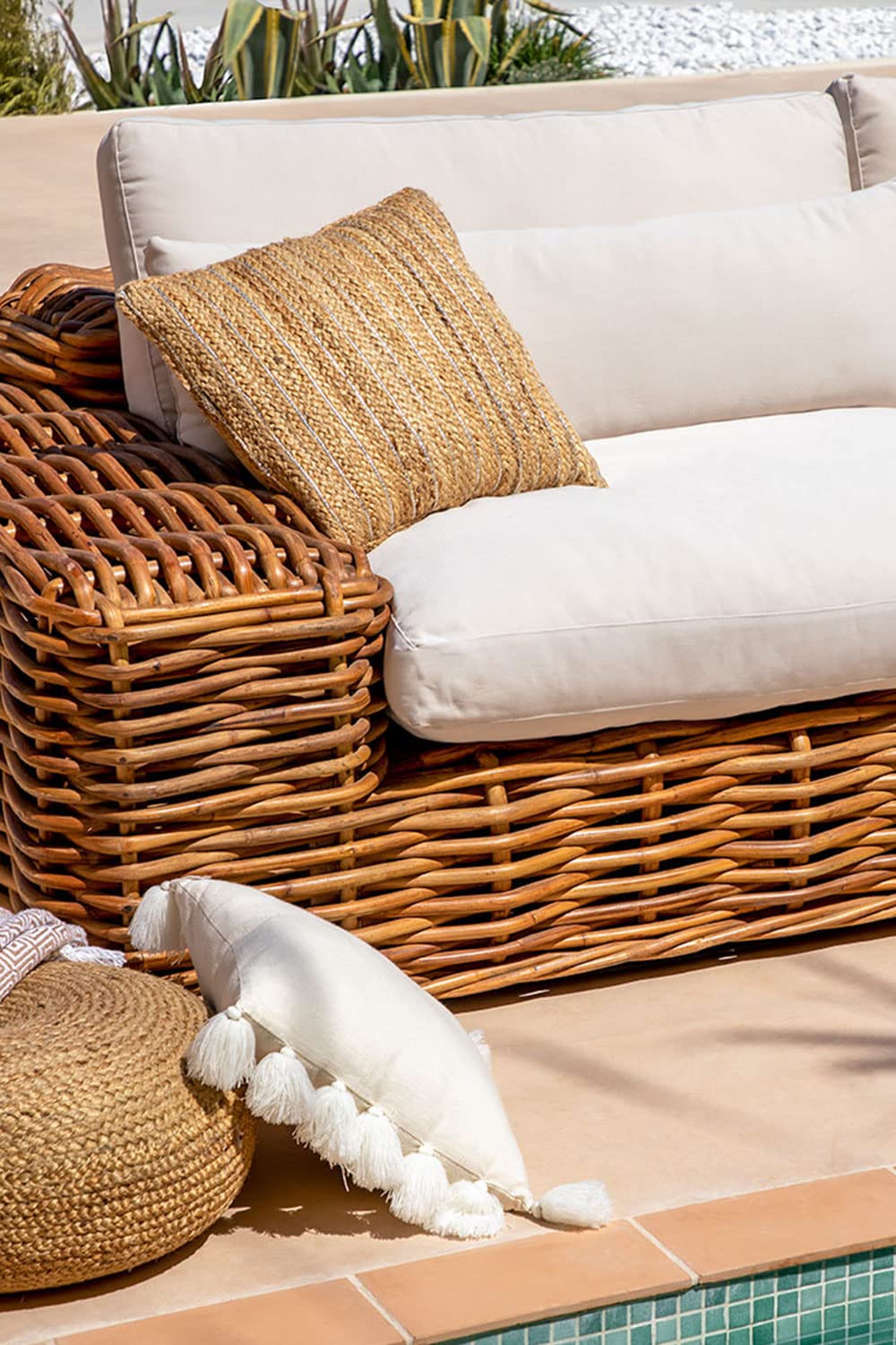 Sklum Milu Modulo Divano da Giardino Rattan Mogano