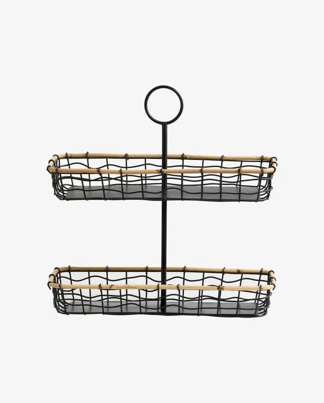 Bambua Hana scaffale 2 ripiani metallo nero