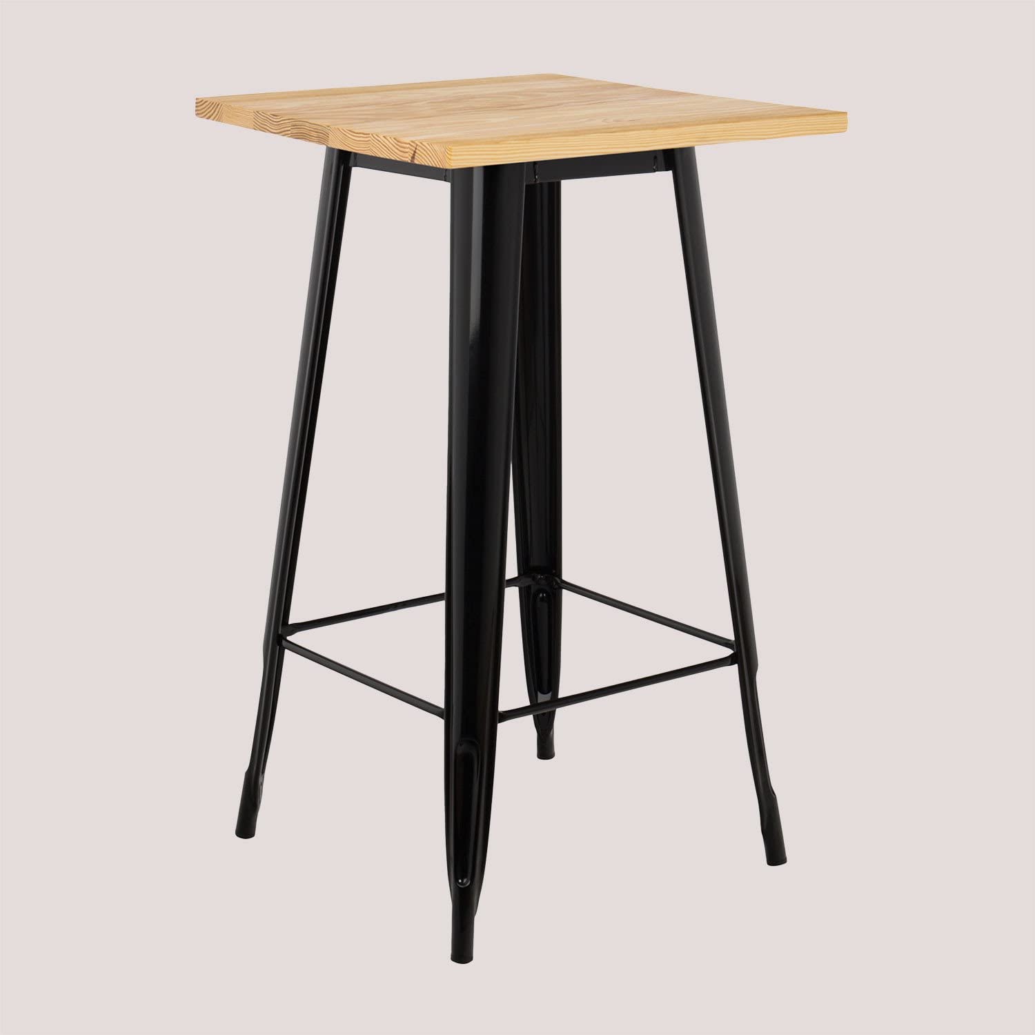 Sklum Lix tavolo alto 60x60 cm nero legno naturale