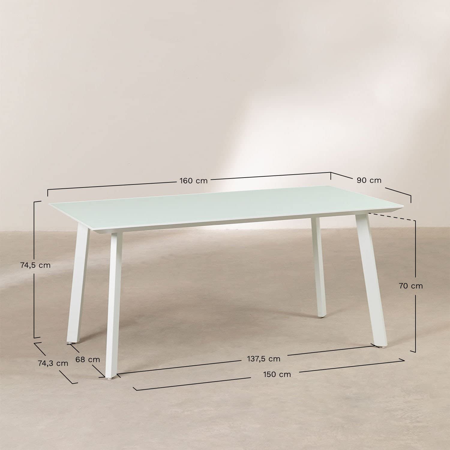 Sklum Adel tavolo da esterno vetro 160x90 bianco