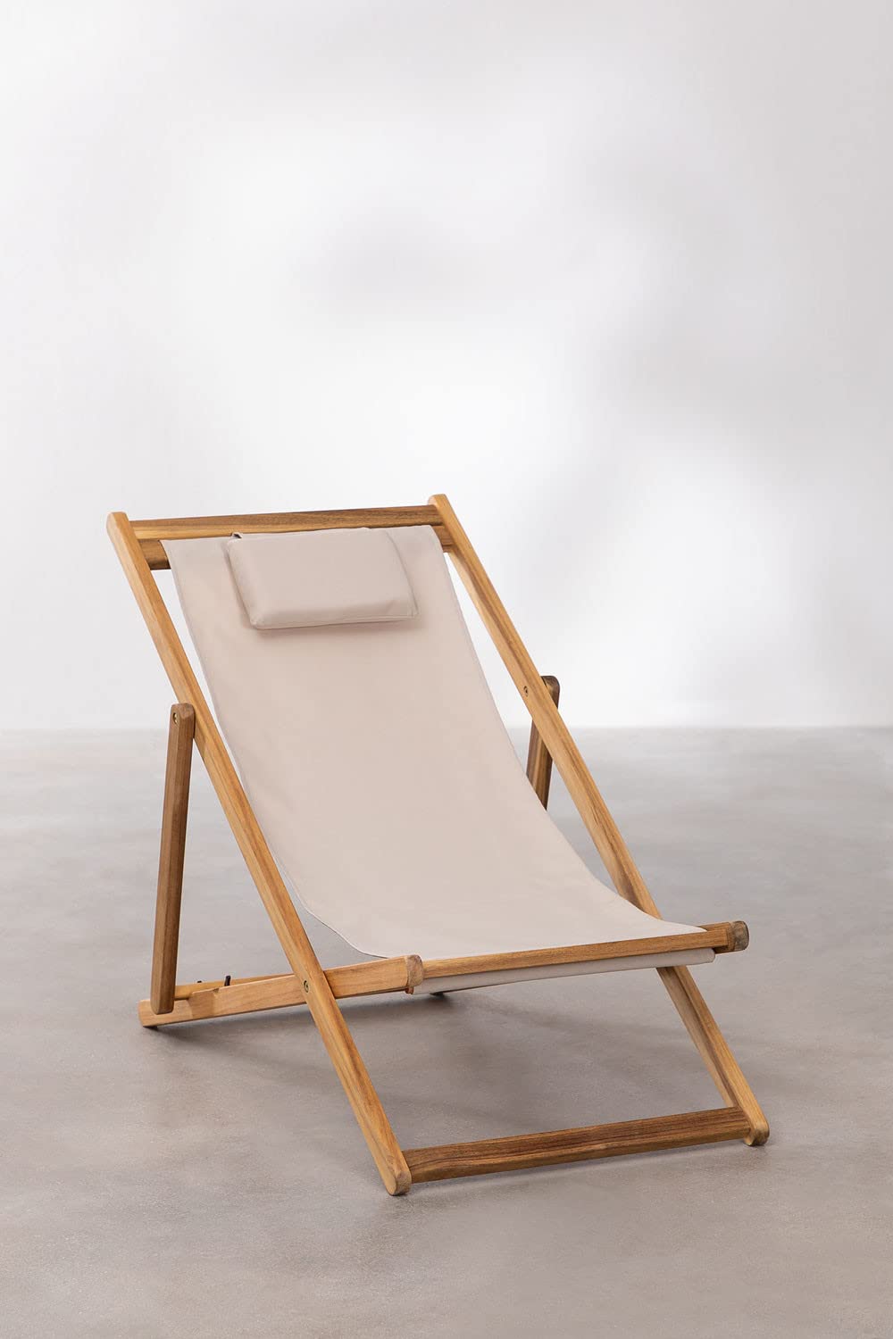 Sklum Kardis Sdraio Pieghevole Legno Nude Beige con Cuscino
