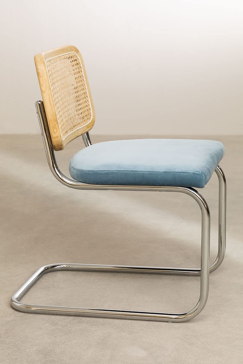 Sklum Tento sedia pranzo velluto vintage blu niagara