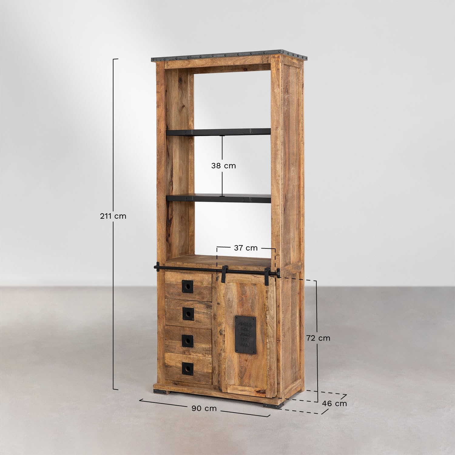 Sklum Uain Style Armadio 4 Cassetti 90x46 cm Legno Mango