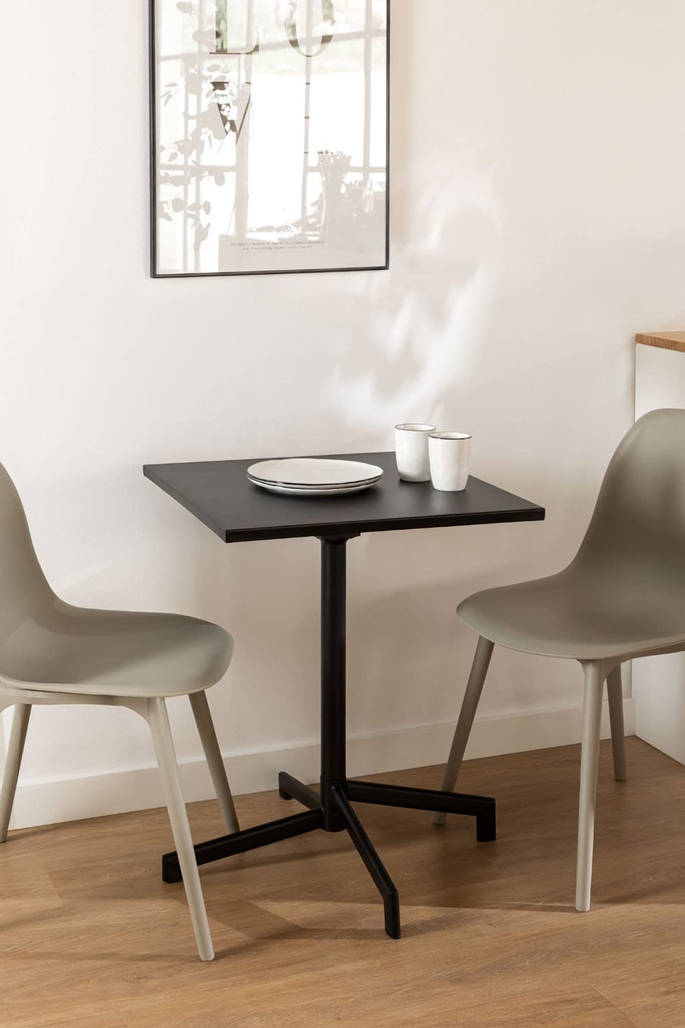 Sklum Dely Tavolo Bar Pieghevole 60x60 cm Nero in Acciaio