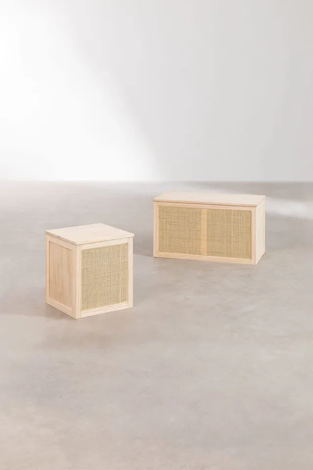 Sklum Reyna Set 2 Bauli Rattan Legno