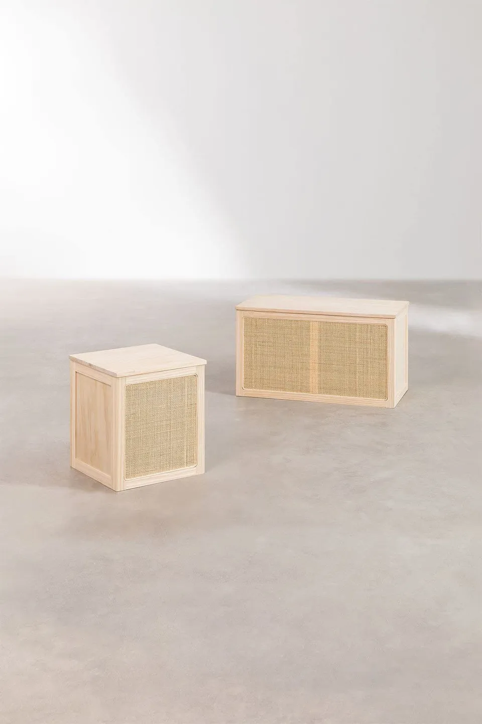 Sklum Reyna Set 2 Bauli Rattan Legno
