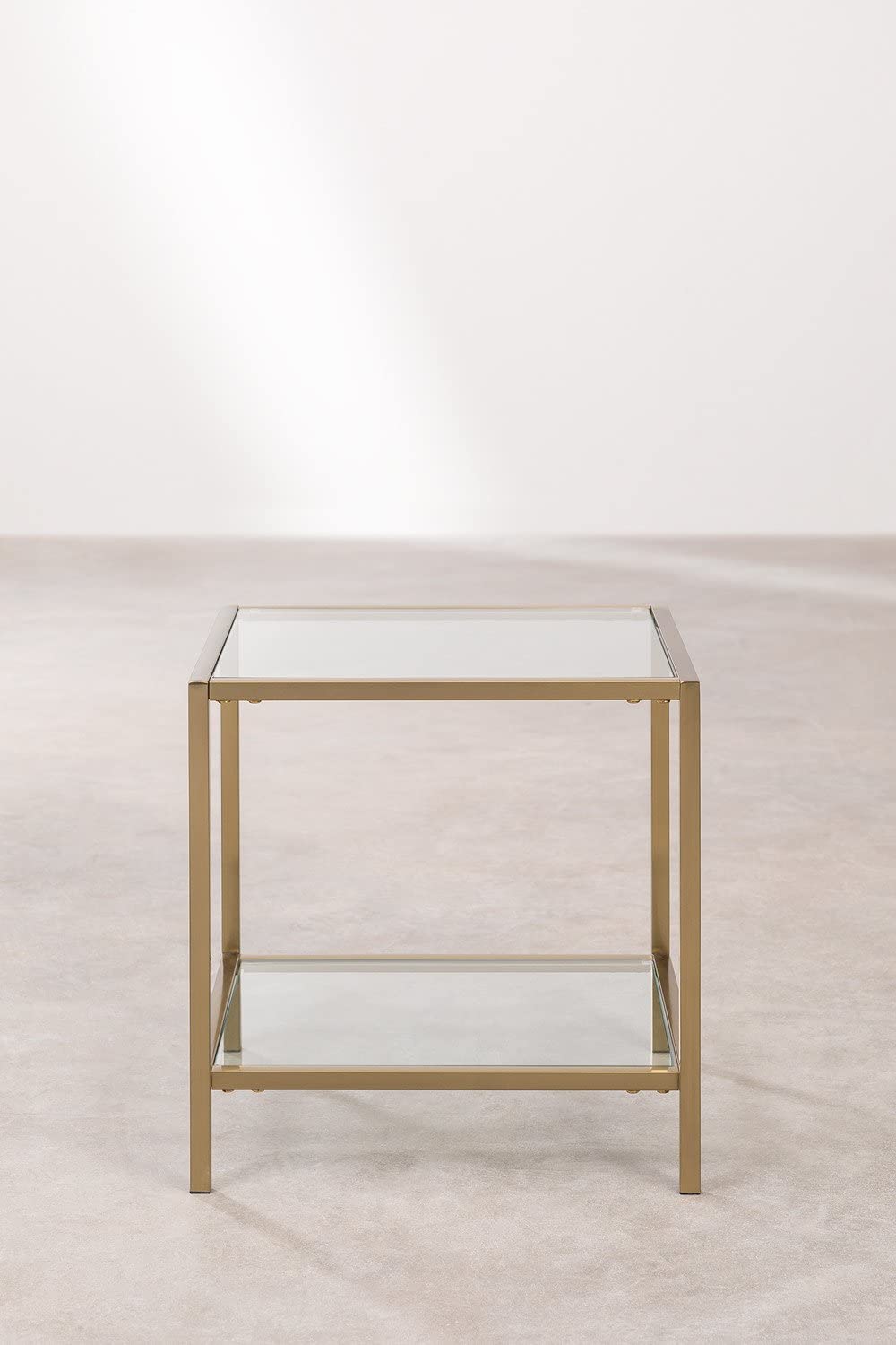 Sklum Amelia Tavolino Vetro Acciaio Oro Opaco 50 cm