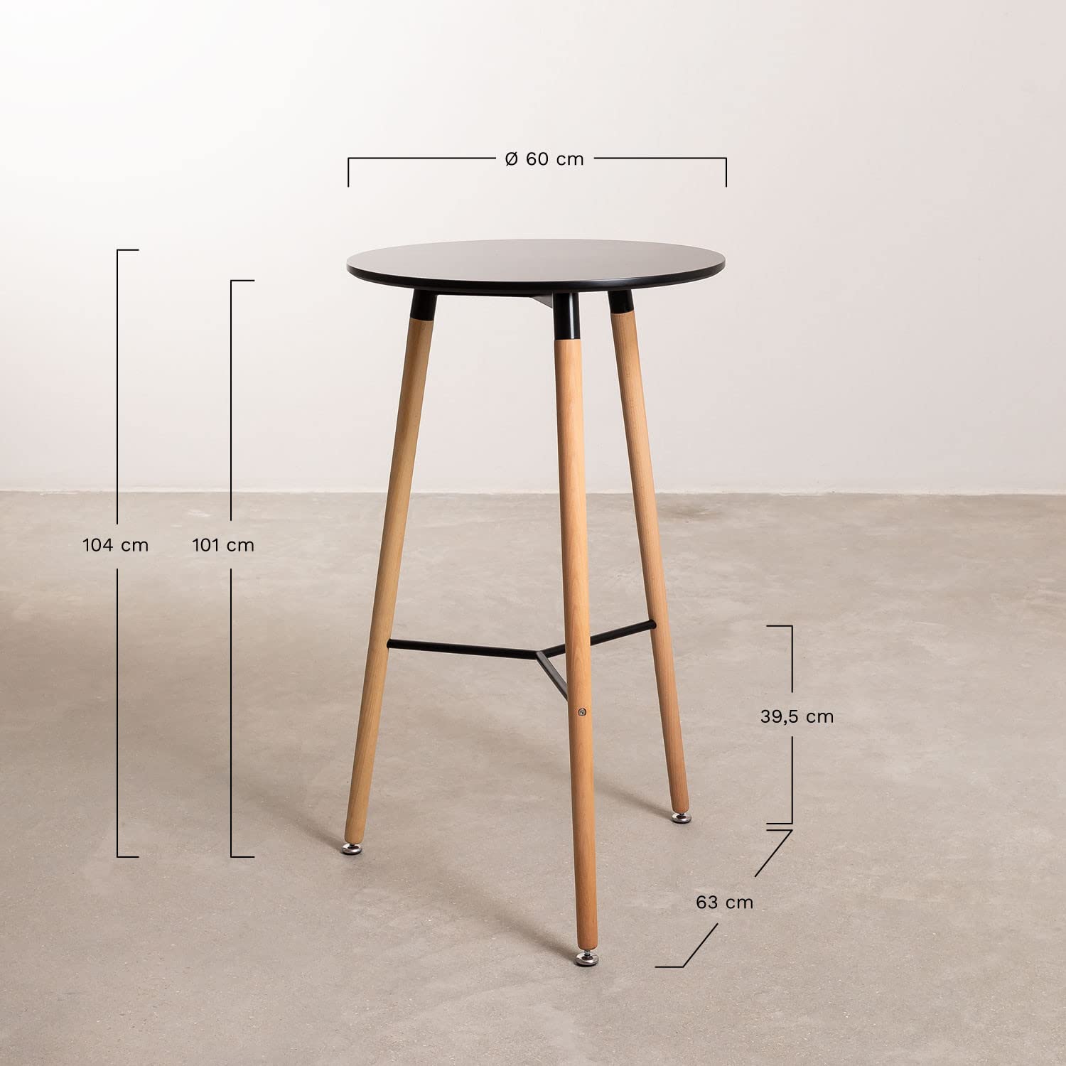 Sklum Royal Design Black&Natural tavolo alto rotondo Ø60 cm