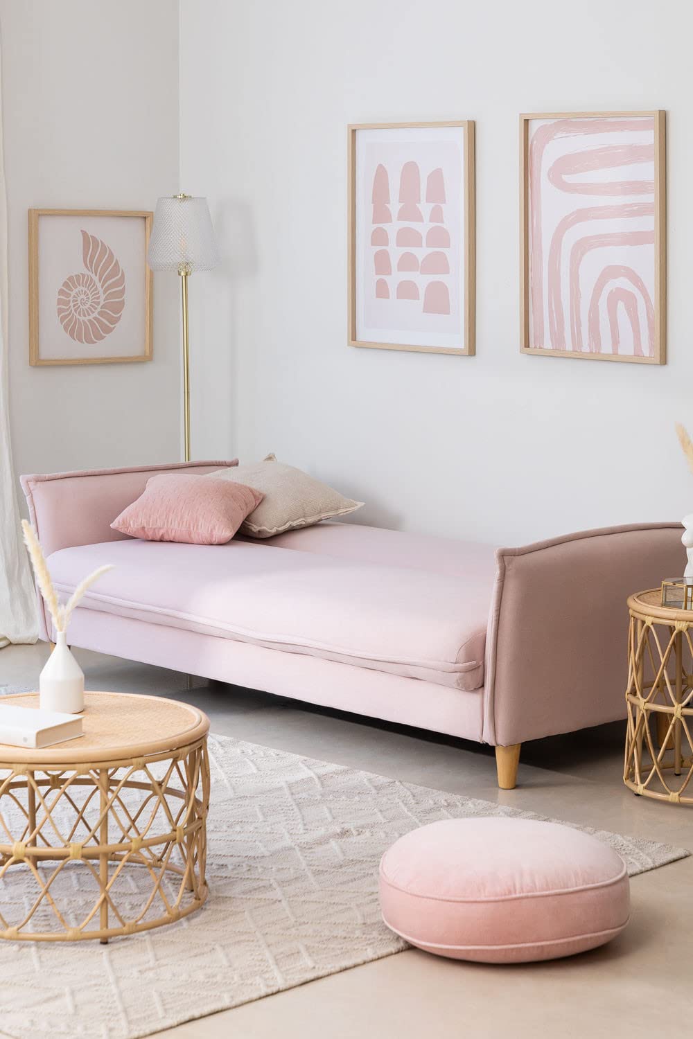 Sklum Shung divano letto 2 posti tessuto rosa