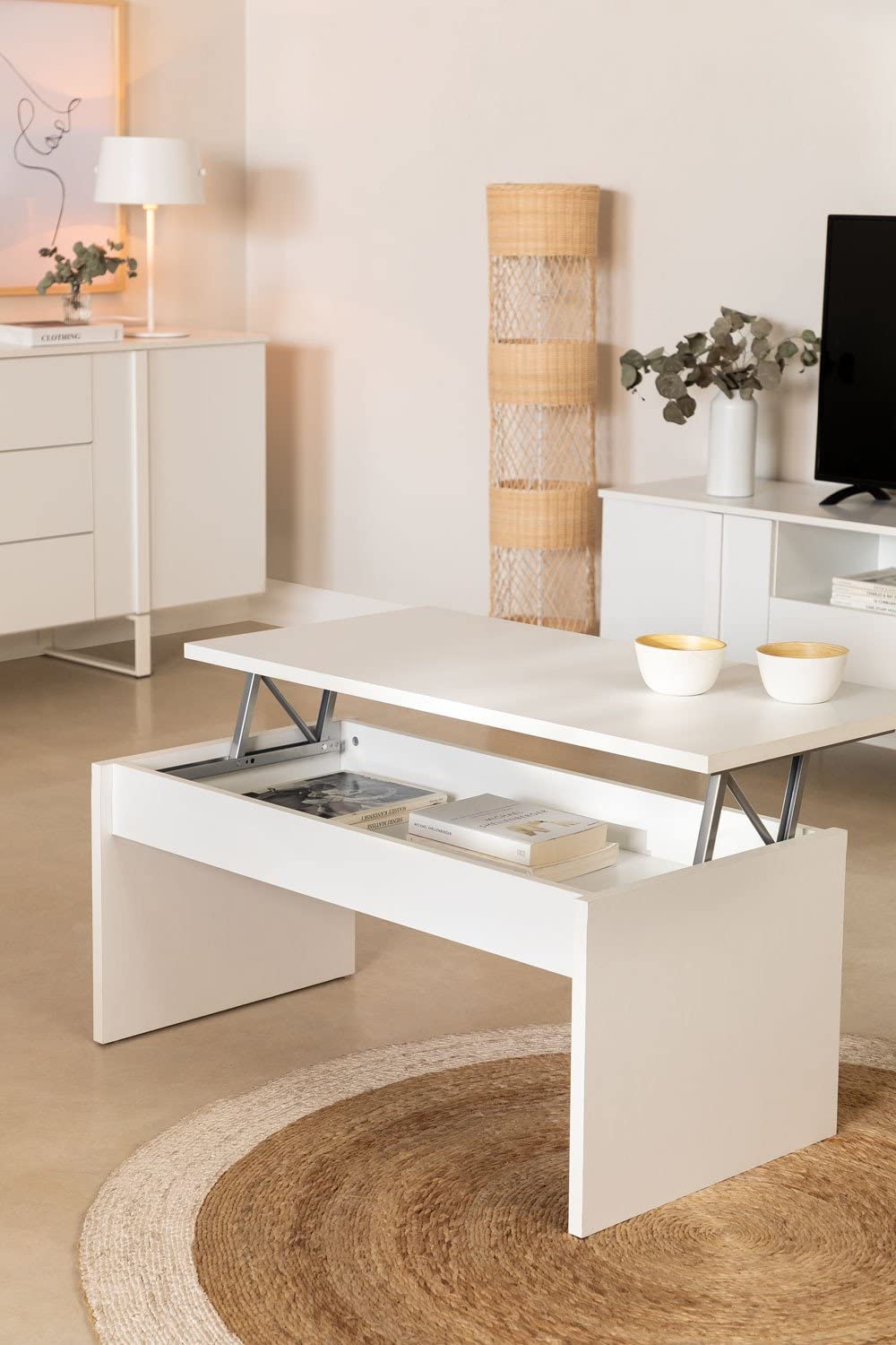 Sklum Naudaf Design tavolino elevabile bianco 100 cm
