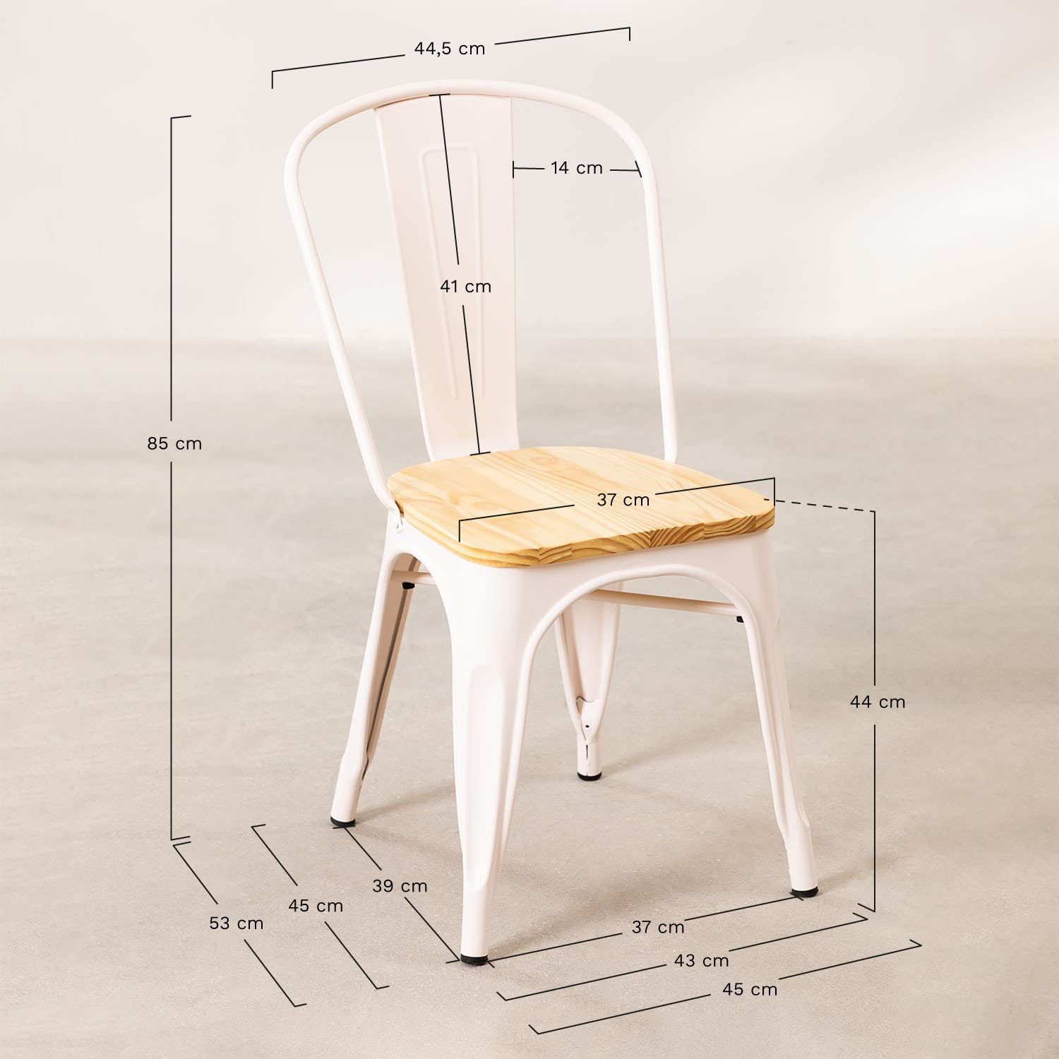 Sklum LIX Opaca Sedia Impilabile Legno Beige Crema