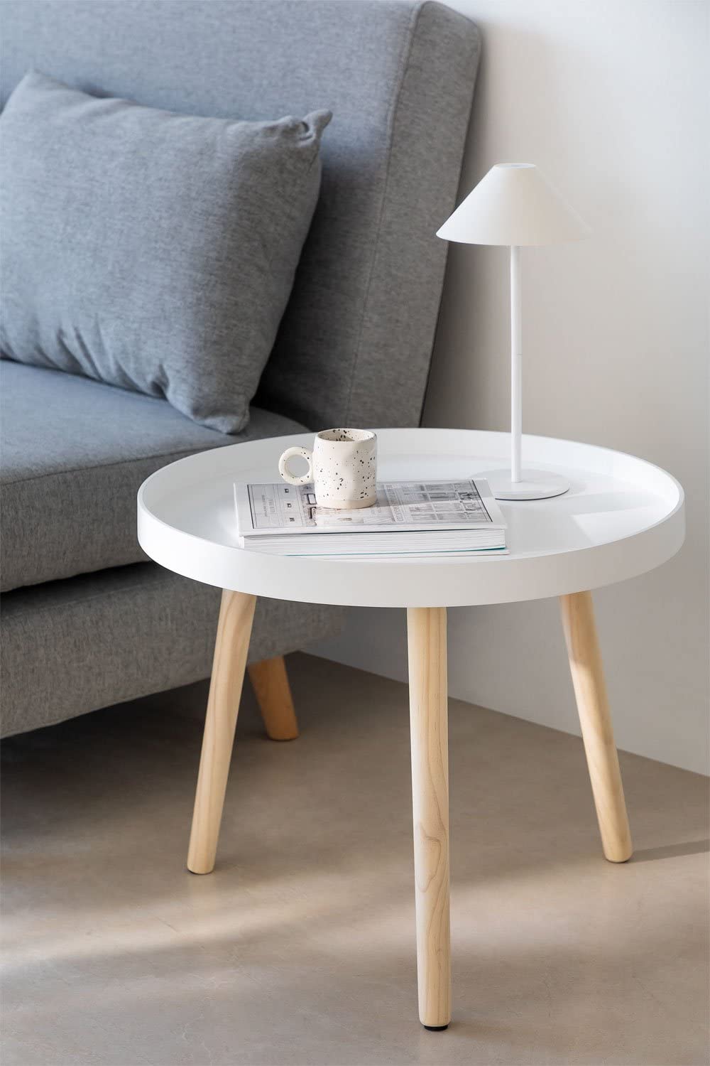 Sklum Sigma tavolino rotondo legno Ø50 naturale gambe pino