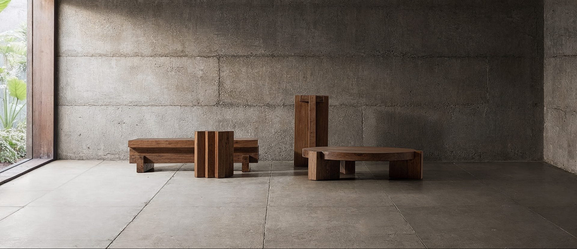 Bambua Brutalist Tavolino in Legno Sal