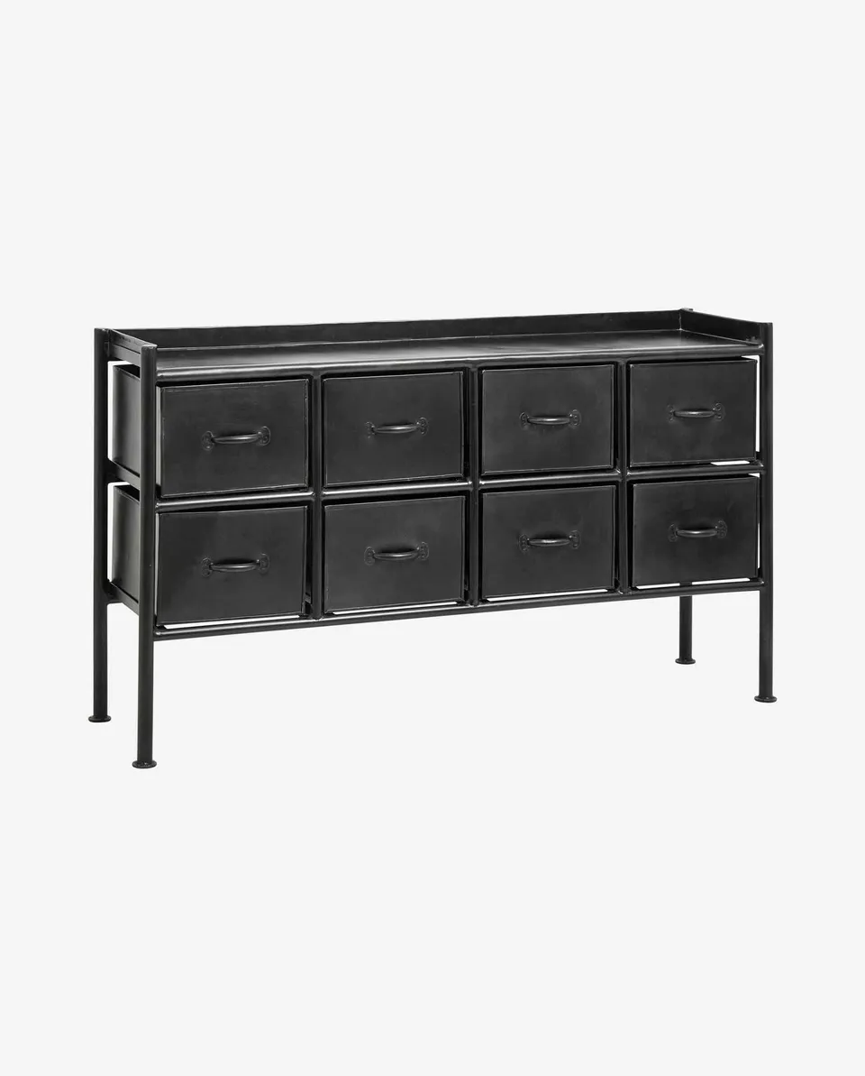 Bambua Portland cassettiera metallo 8 cassetti nera