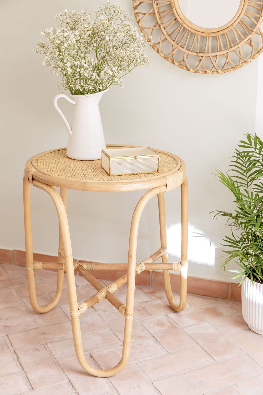 Sklum Minto tavolino rotondo rattan marrone naturale
